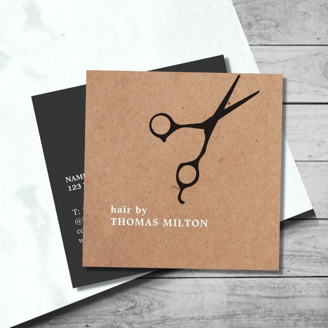Moderne Kraft Black Scissour Haare Stylist Quadratische Visitenkarte (Von Creator hochgeladen)