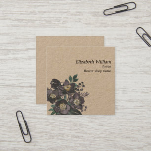 Moderne Kraft Dark Rose Florales Muster Florist Quadratische Visitenkarte