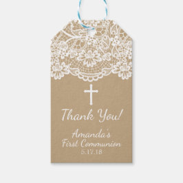 Moderne Kraft Lace First Communitygeschenktafel Geschenkanhänger