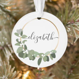 Moderne Kranz personalisierter Name Weihnachtsfeie Ornament