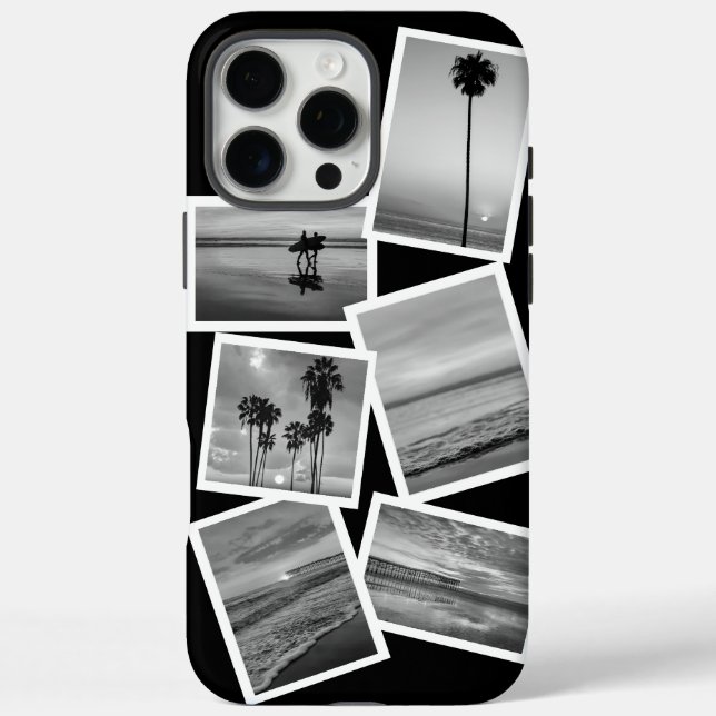 Moderne, kreative Schwarz & Weiß-FotoCollage iPhone 16 Pro Max Hülle (Rückseite)