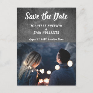 Moderne Kreidetafel Hochzeitsfoto Save the Date Ankündigungspostkarte