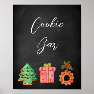 Moderne Kreidetafel-Weihnachtsplätzchen-Bar-Schild Poster