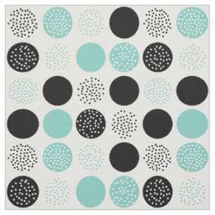 Moderne Kreis-Punkt-weißes schwarzes Aqua-Gewebe Stoff