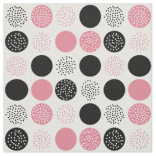 Moderne Kreis-Punkt-weißes schwarzes rosa Gewebe Stoff