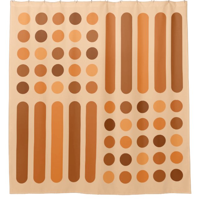 Moderne Kreise des Mitteljahrhunderts Orange Duschvorhang (Vorderseite)
