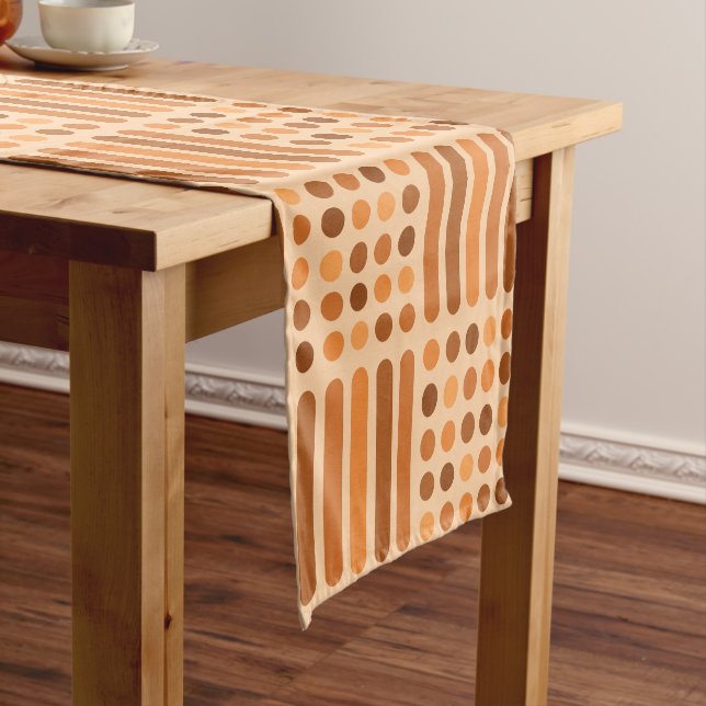 Moderne Kreise des Mitteljahrhunderts Orange Kurzer Tischläufer (Beispiel)