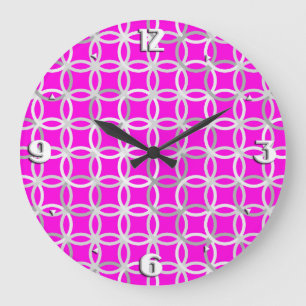 Moderne Kreise, Magenta, Grau u. Weiß der Mitte Große Wanduhr