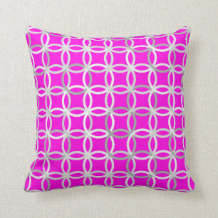 Moderne Kreise, Magenta, Grau u. Weiß der Mitte Kissen