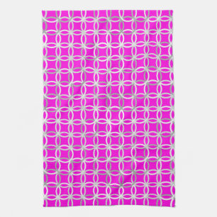 Moderne Kreise, Magenta, grau und weiß Geschirrtuch