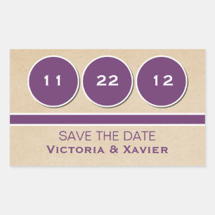 Moderne Kreise Save the Date Aufkleber, Lila Rechteckiger Aufkleber