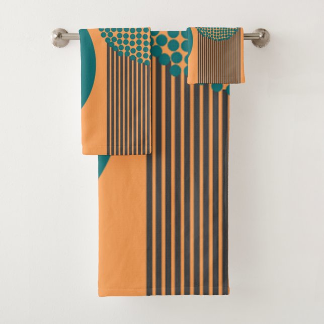 Moderne Kreise und Linien des Mitteljahrhunderts Badhandtuch Set (Insitu)