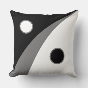 Moderne Kreise und wellige Linien auf Schwarz und  Kissen