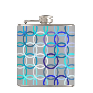 Moderne Kreisen, grau, blau und weiß Flachmann