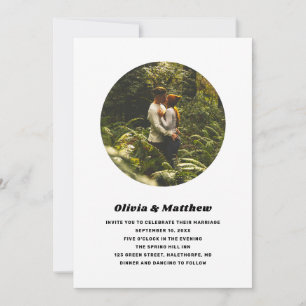 Moderne kreisförmige Foto-Hochzeit   Minimalistisc Einladung
