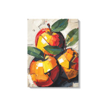 Moderne Kubismus-Apfel-Leinwandkunst – Vibrante Ab