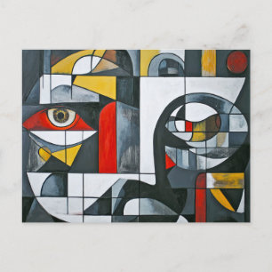 Moderne kubistische Gesichtsabstraktion Postkarte