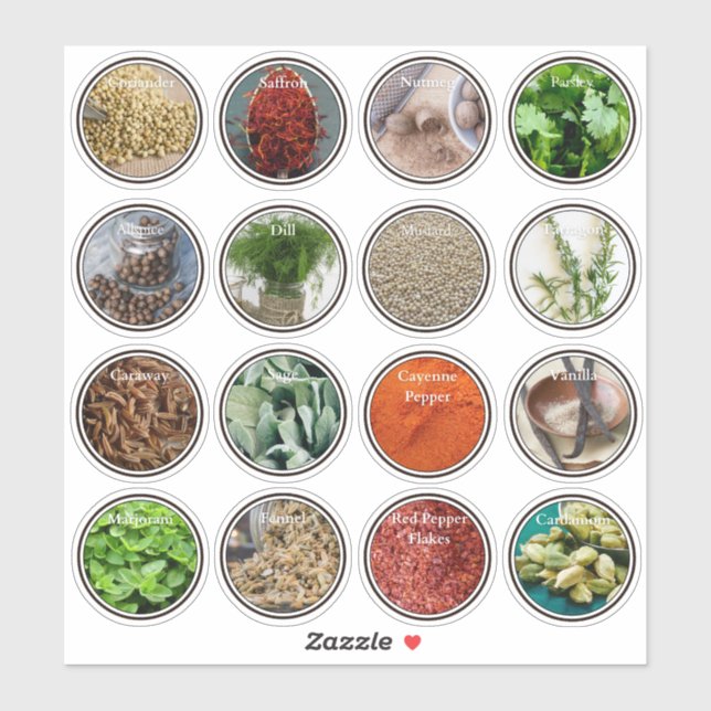 Moderne Küche Kulinarische Kräuter Gewürze Jar Lab Aufkleber (Blatt)