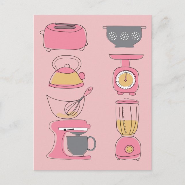 Moderne Küchengeräte Illustration Marketing P Postkarte (Vorderseite)