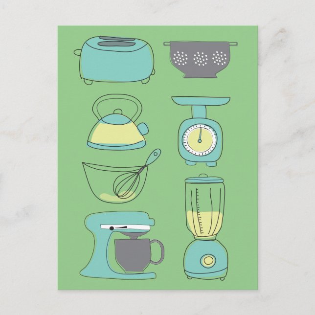 Moderne Küchengeräte Illustration Marketing Postkarte (Vorderseite)