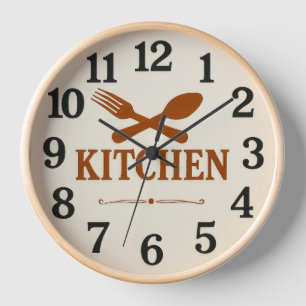 Moderne Küchenwanduhr mit Löffel- und Gabel-Design Uhr