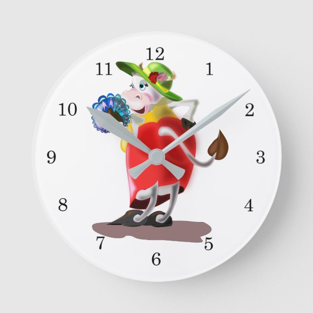 Moderne Kuh Funny Wall Uhr (Vorderseite)