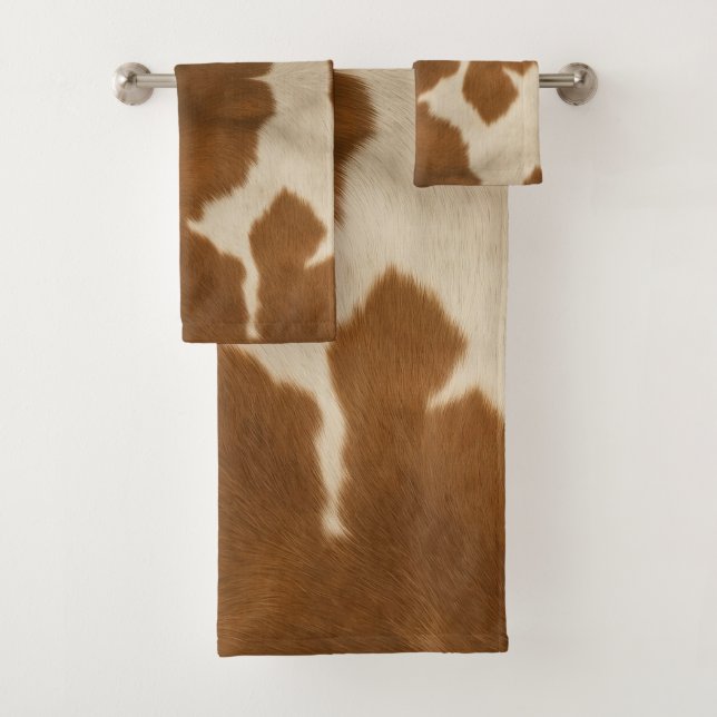 Moderne Kuh Imitate Leather Elegante Collection Badhandtuch Set (Insitu)