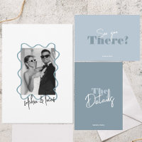 moderne kühle Minimal Dusty Blue Wavy Hochzeit