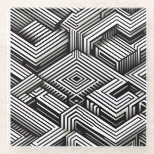 Moderne, kühne, abstrakte monochrome geometrische glasuntersetzer