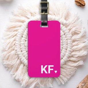 Moderne kühne Anfangsmonogramm-Herz Personalisiert Gepäckanhänger