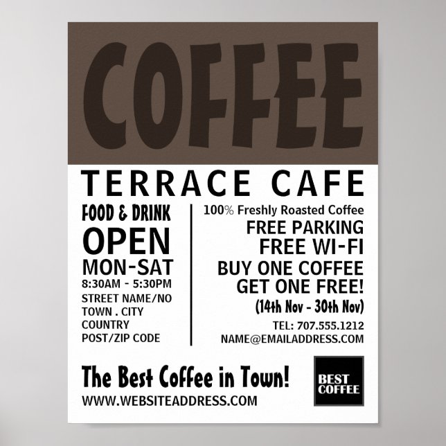 Moderne, kühne Barista, Café, Coffeehouse Werbung Poster (Vorne)