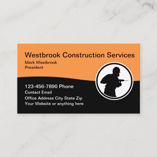 Moderne, kühne Baustellen Business Cards Design 2 Visitenkarte (Vorderseite)