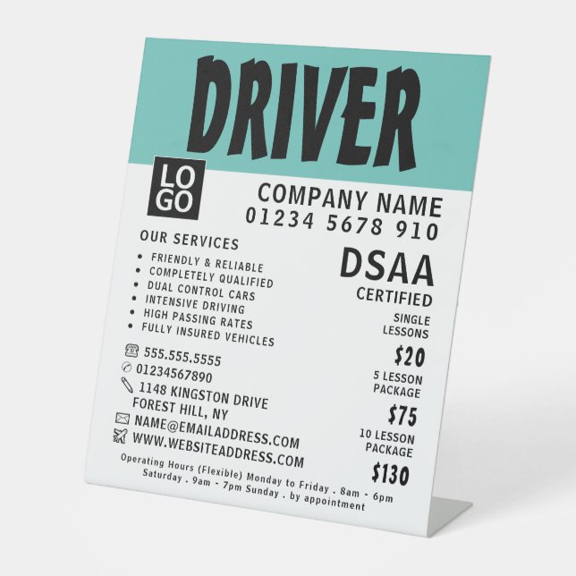 Moderne, kühne Fahrschule, Lehrerwerbung Sockelschild (Vorderseite)