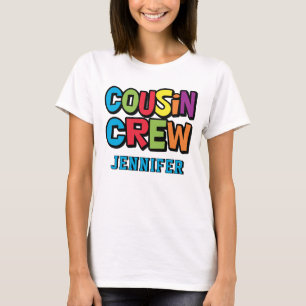 Moderne, kühne, farbenfrohe Cousin-Crew-Familientr T-Shirt