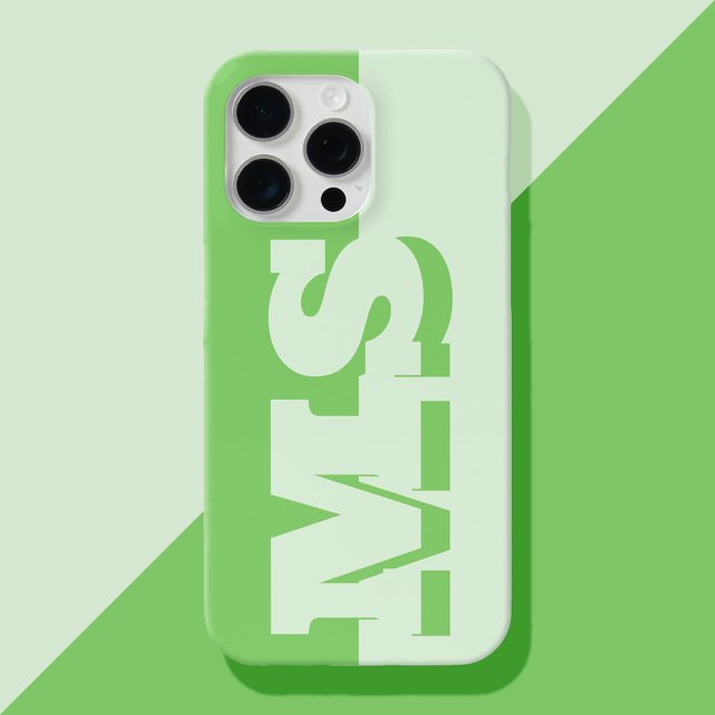 Moderne kühne grüne Anfangsmonogramm iPhone 15 Pro Max Hülle (Von Creator hochgeladen)