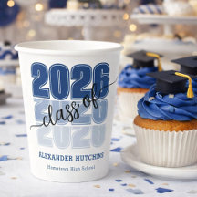 Moderne kühne Klasse 2026 Navy Blau Abschlussfeier