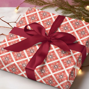 Moderne, kühne rote florale Weihnachtspattern Geschenkpapier