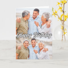 Moderne, kundenspezifische 2-Foto-Vorlage Happy Bi Karte