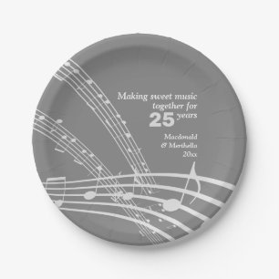 Moderne kundenspezifische MUSIKNOTEN 25. SILVER Ju Pappteller