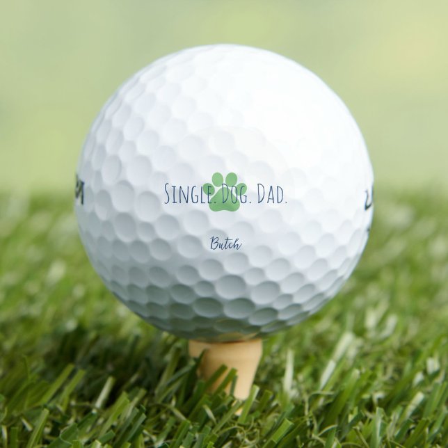 Moderne, kundenspezifische Vater Hunde grüne Paw Golfball (Single Dog Dad golf ball with green paw. Personalize it. These golf balls are perfect dog dads!)