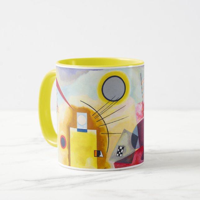 Moderne Kunst Abstrakt Kandinsky Gelb Rot Blau Tasse (Vorderseite Links)