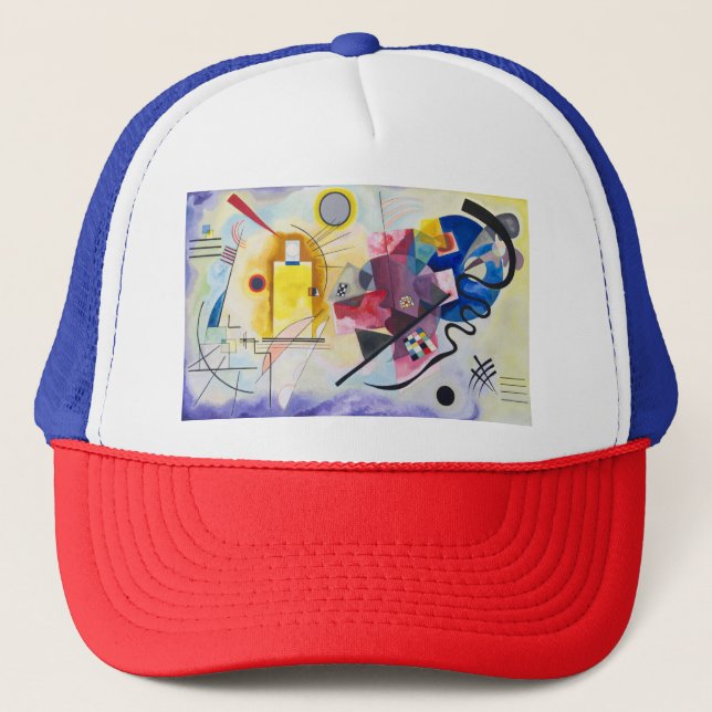 Moderne Kunst Abstrakt Kandinsky Gelb Rot Blau Truckerkappe (Vorderseite)