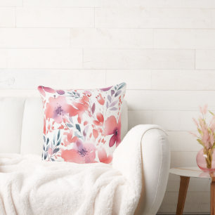 Moderne Kunst Aquamarin, Korallen, Pflaume Kissen