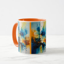 Moderne Kunst | Blaue und orangefarbene kinematisc