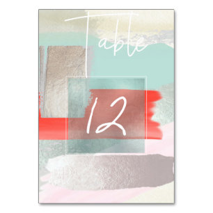 Moderne Kunst, Color Block Tisch Nr. Coral Seafoam Tischnummer
