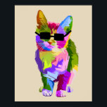 Moderne Kunst cooler Pop Kunstkitte Poster<br><div class="desc">Ein niedlicher Pop Kunst bunt Design einer coolen Katze mit Sonnenbrille. Funky moderne Kunst für Katzenliebhaber überall.</div>
