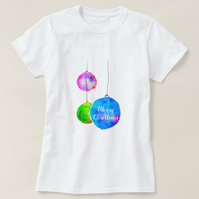 Moderne Kunst farbenfroh pink und blau Weihnachtsb T-Shirt (Design vorne)