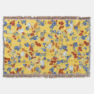 Moderne Kunst Farbige Blaue Rote Gelbe Blumen Decke