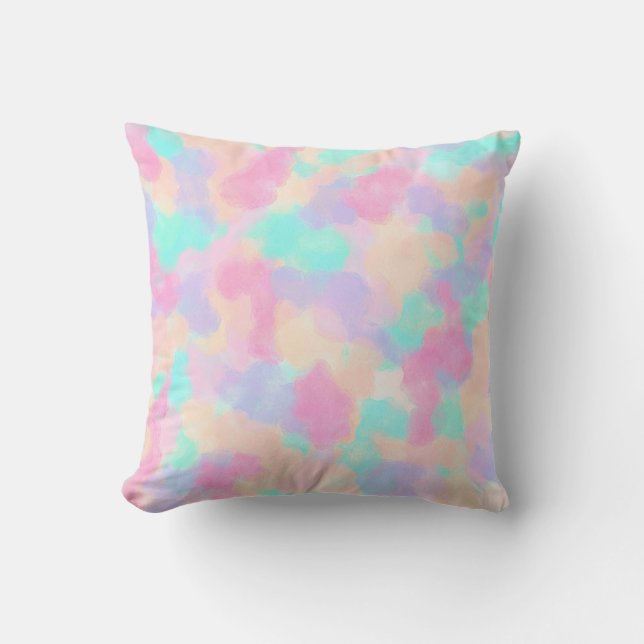 Moderne Kunst Girly Pink Lila Paint Splotches Kissen (Vorderseite)