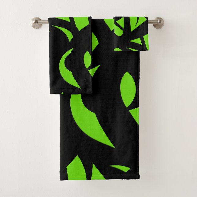 Moderne Kunst grün / schwarz Badhandtuch Set (Insitu)